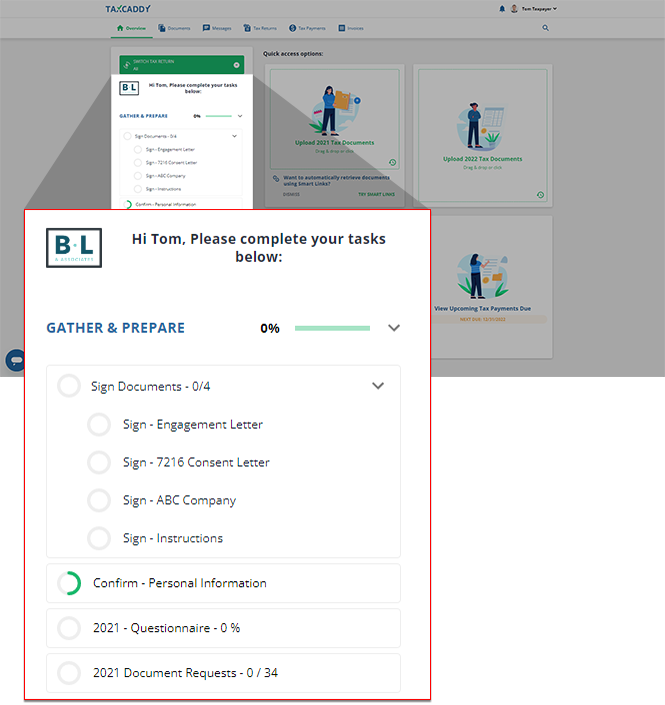 View of a task list filled tasks