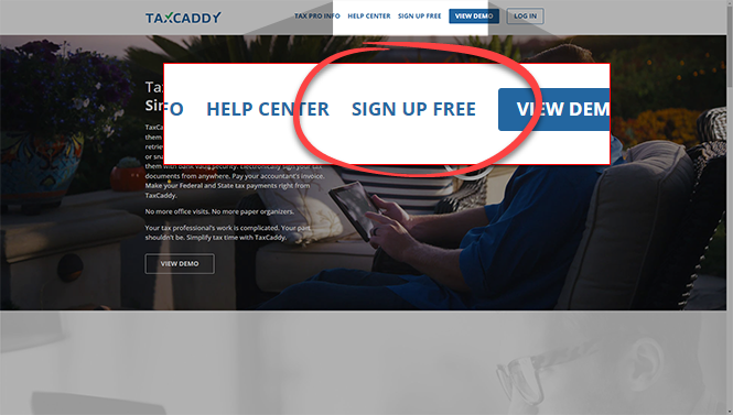 Click Sign Up Free to begin signing up