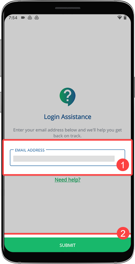 Provide email for Login Assistance