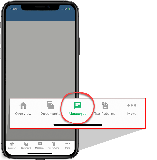 Messages icon on iOS navigation bar
