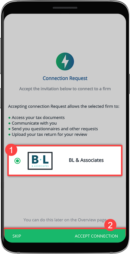 Accept your firm's connection request
