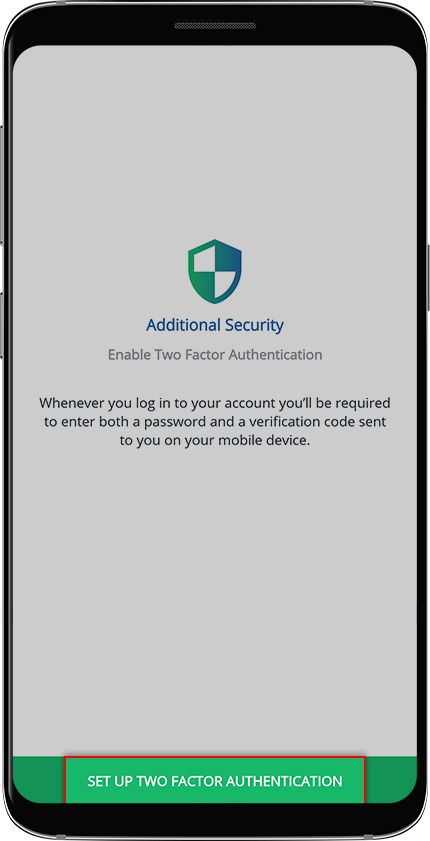 Tap Set Up Two Factor Authentication