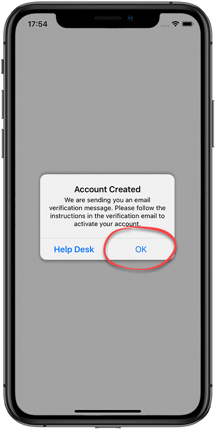 Account Created dialog box