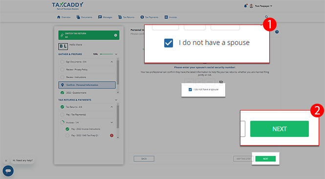 I do not have a spous checkbox