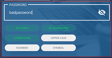 An example of a bad password is badpassword, all lower case one word