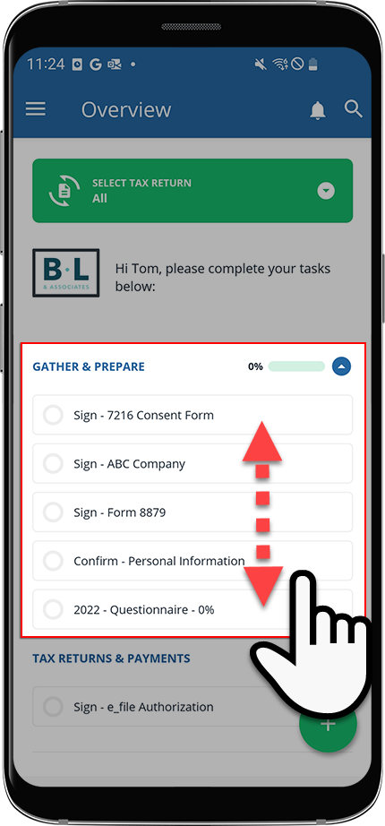 Tap task from Task List