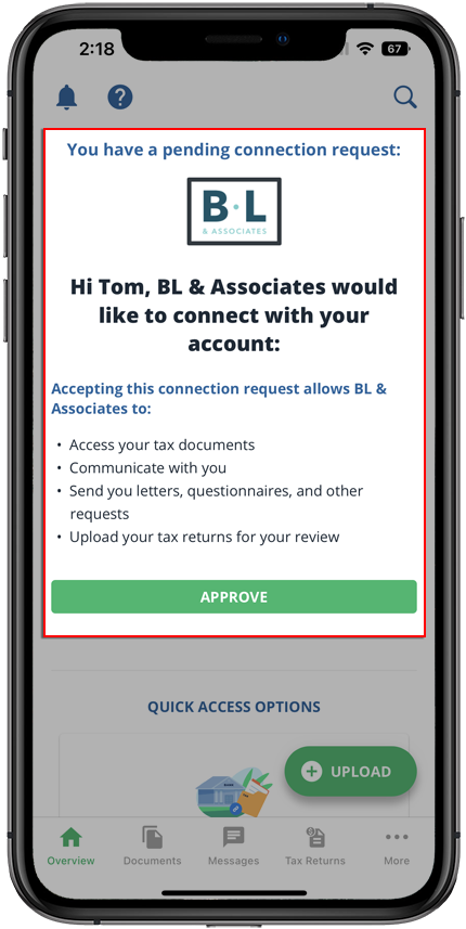 iOS pending connection request