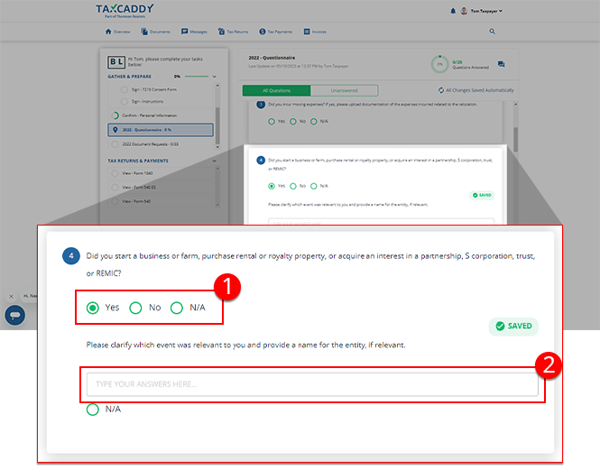 Follow-up question appearing once an answer is provided