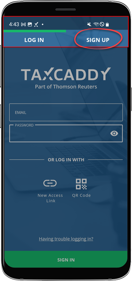 Tap Sign Up