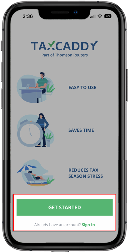 Tap Get Started on iOS