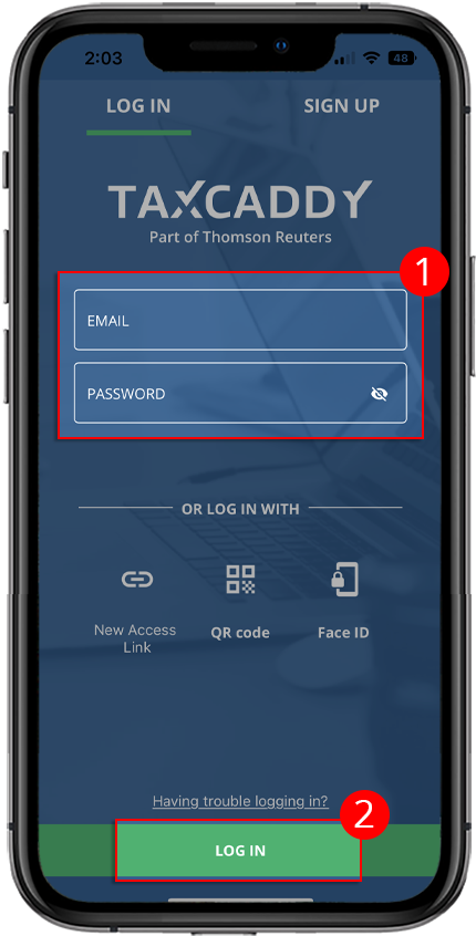 Provide login information to sign in