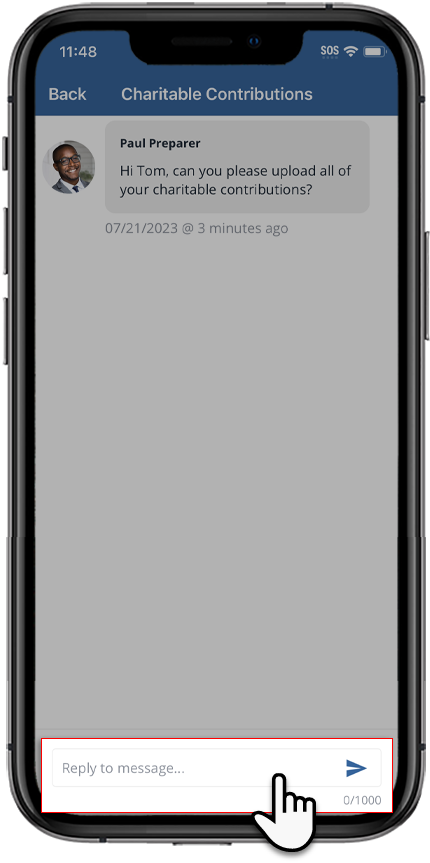 Begin typing reply to message