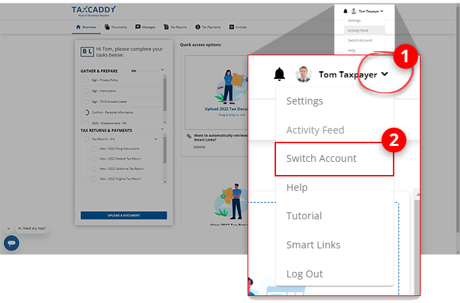 Highlighted Switch Account option
