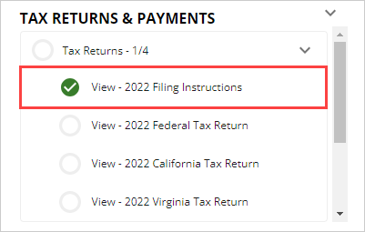 A viewed Tax Return with the viewed icon