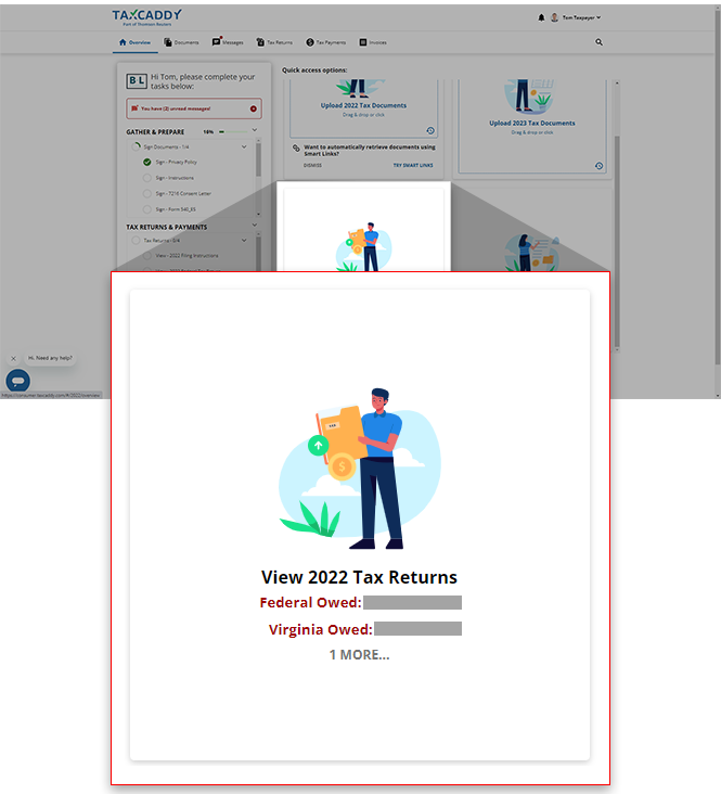 Tax Return Quick Access tile