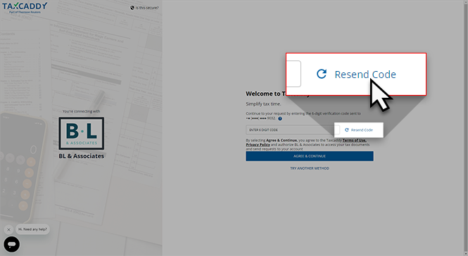 Resend Code feature