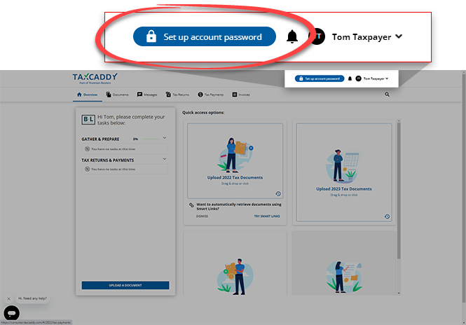Feature to create your account password
