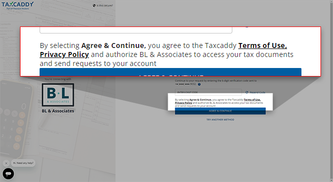 Terms of Use and Privacy Policy text