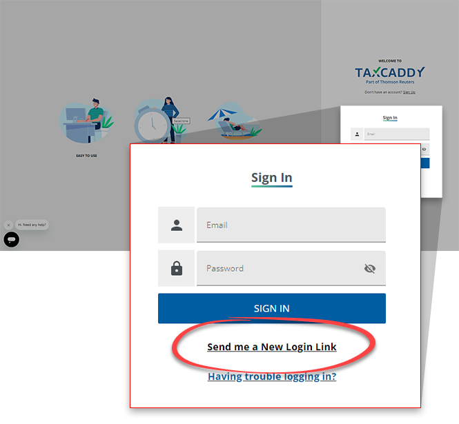 Send me a New Login Link feature