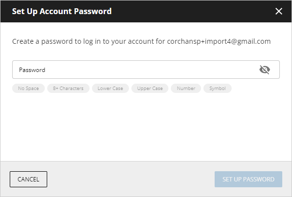 Set Up Account Password dialog box