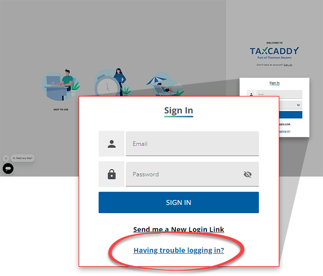Having Trouble Logging In feature