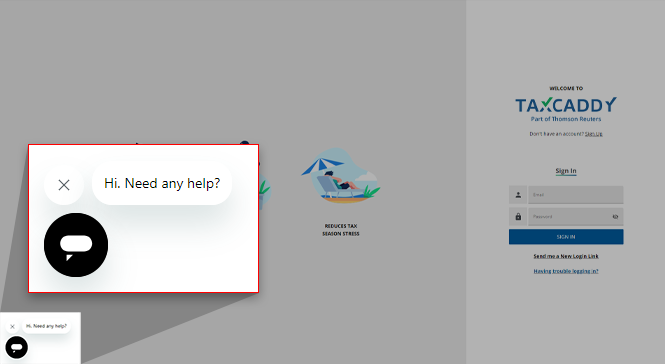 Need Any Help icon on the Login screen