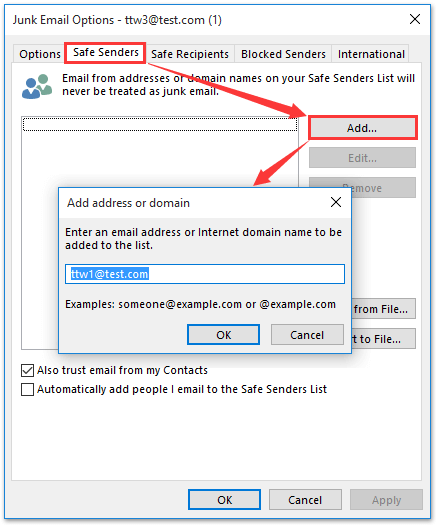 Updating your Safe Senders list in Outlook – TaxCaddy