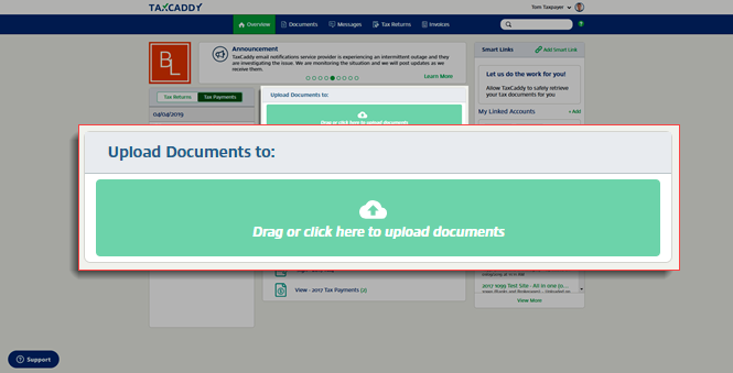 uploading documents taxcaddy