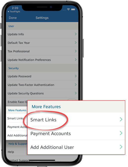 Smart Links option of settings