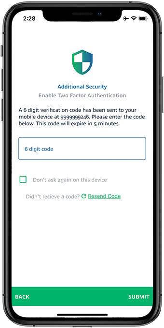 Provide one time password