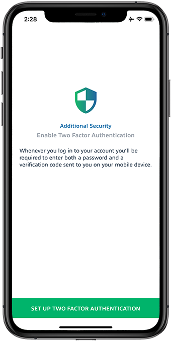 Tap Set Up Two Factor Authentication