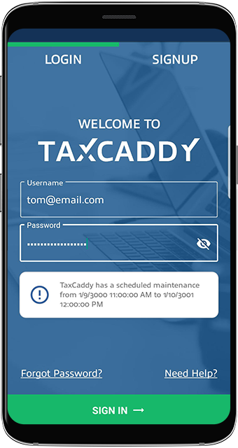 Logging in – TaxCaddy