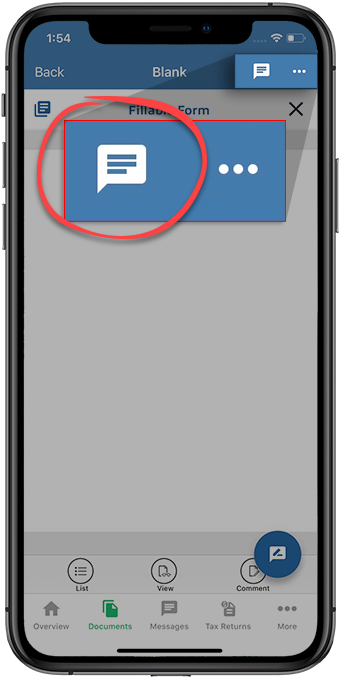 Tap message icon from Document Viewer