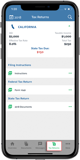 Tax return summary on iOS