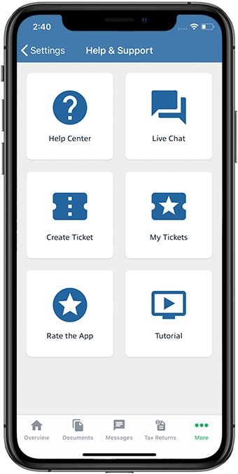 Help and Support Screen