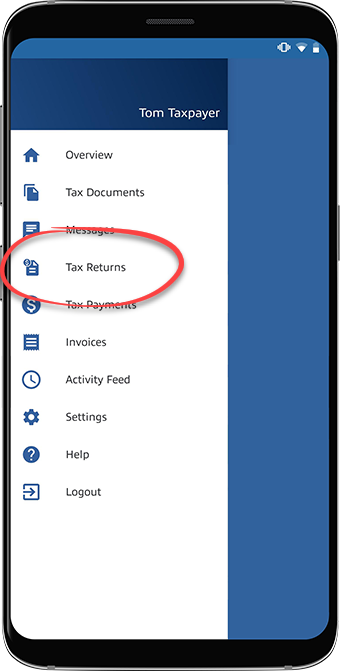 Tax Returns from menu