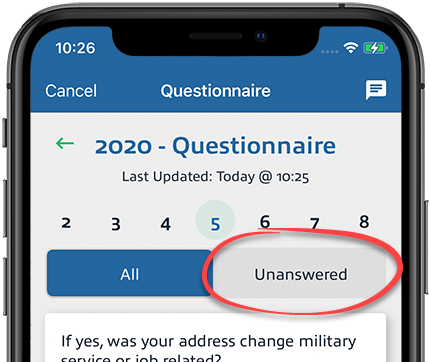 Select between displaying all questions or just he ones needing answers
