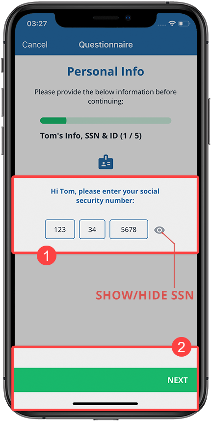 Enter SSN in field