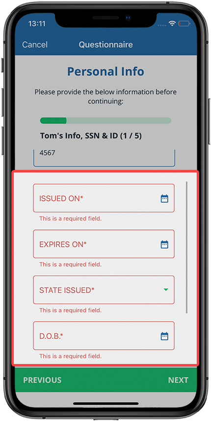 Missing Required Fields