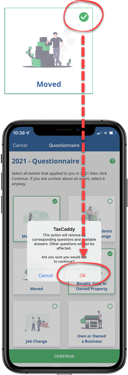 Deselecting a life-changing even on iOS