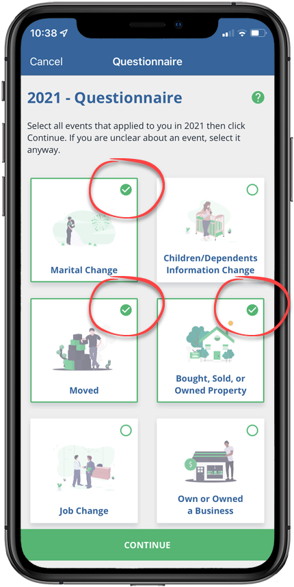 Selecting life-changing events in iOS