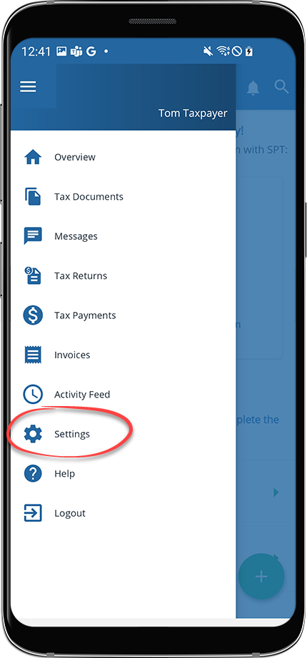 Tap Settings from Android menu