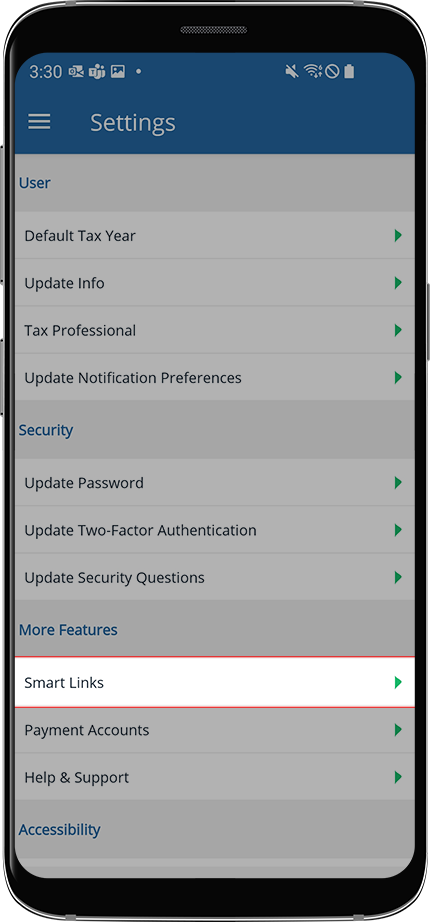 Smart Links option of settings