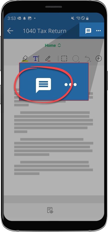 Tap message icon from Document Viewer