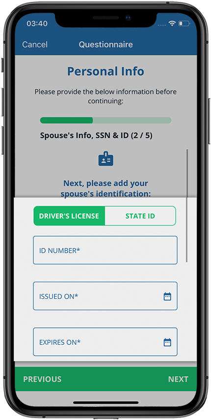 Enter information from Spouse ID